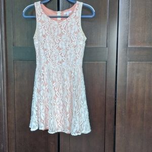 Peach and White Lace Dress
